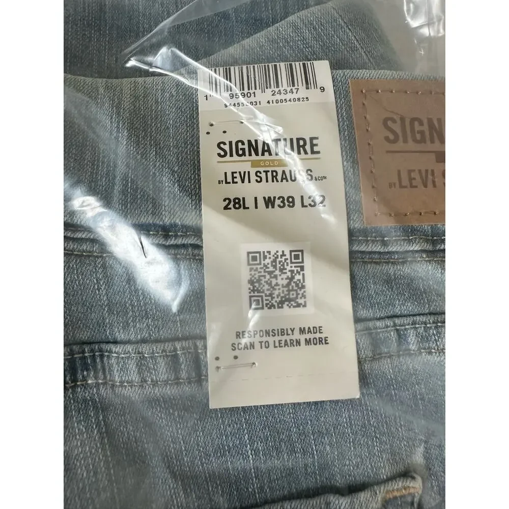 NWT Signature Levi Strauss Light Wash Blue Denim Pull-On Skinny Jeans 28 Long